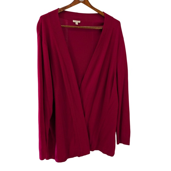 Talbots Sweaters - Talbots Woman Berry Pink Open Front Cardigan Sweater Plus Size 3X Magenta Knit